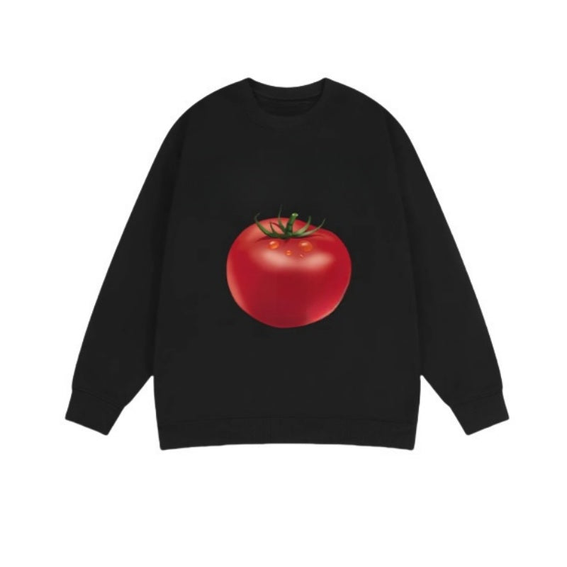 Crewneck Sweatshirt with Funny Tomato Print
