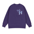 Crewneck Sweatshirt with Purple Bow Detail