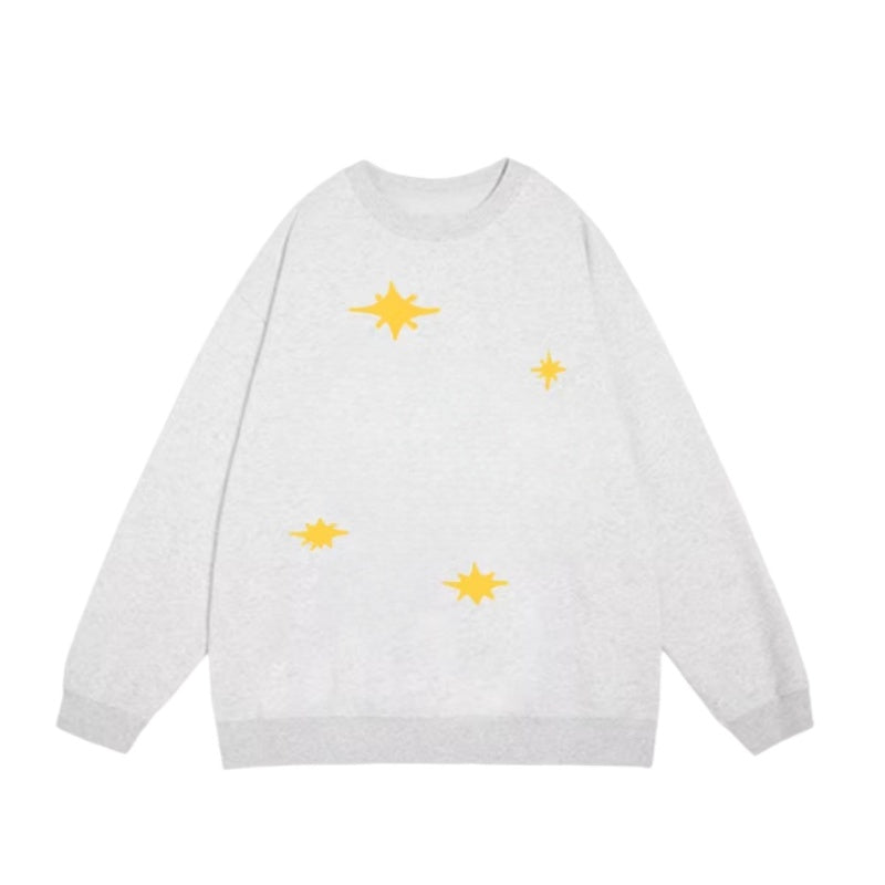 Fun Star Print Heather Grey Sweatshirt