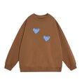 Light Brown Sweatshirt with Blue Heart Print